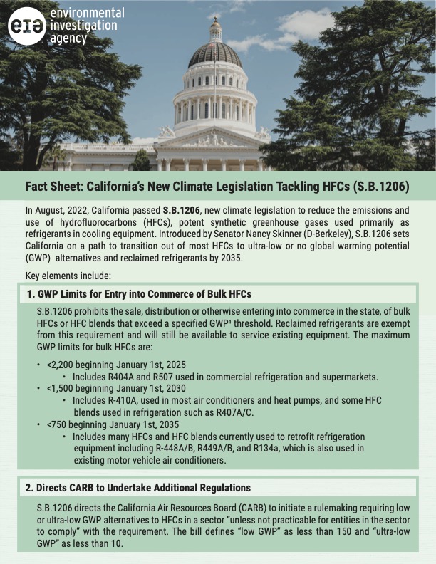 Fact Sheet California’s New Climate Legislation Tackling HFCs (S.B